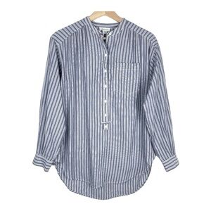 Sundance Blue White Striped Popover Tunic Top | Cotton Blend | Size M
